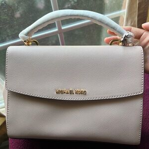 Michael Kors Cream Satchel with Gold Accents